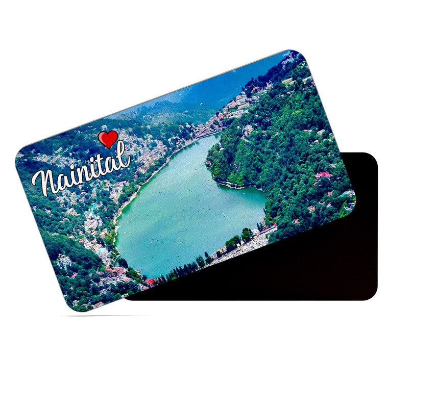 dhcrafts Rectangular Rubber Fridge Magnet / Magnetic Card Multicolor Uttarakhand Nainital Design Pack of 1 (8.6cm x 5.4cm)